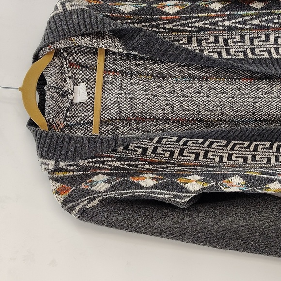 Northern Angel Charcoal Gray Native Aztec Western Boho Hooded Cardigan Sz Small - Picture 3 of 7